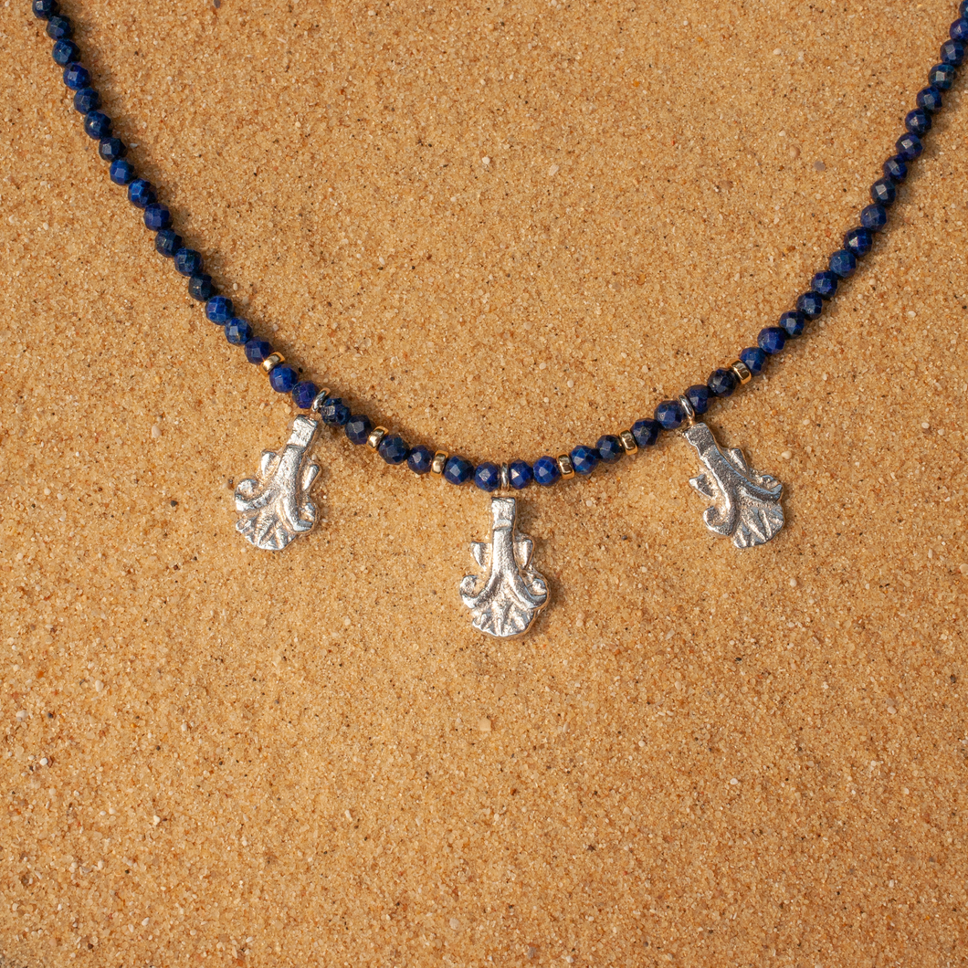 Papyrus Amulet Lapis Lazuli Necklace - Harmattan Jewellery