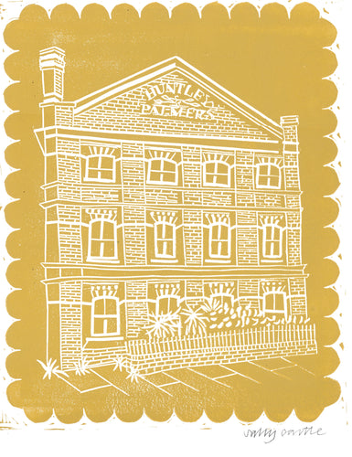 Huntley and Palmers Linocut by Sally Castle