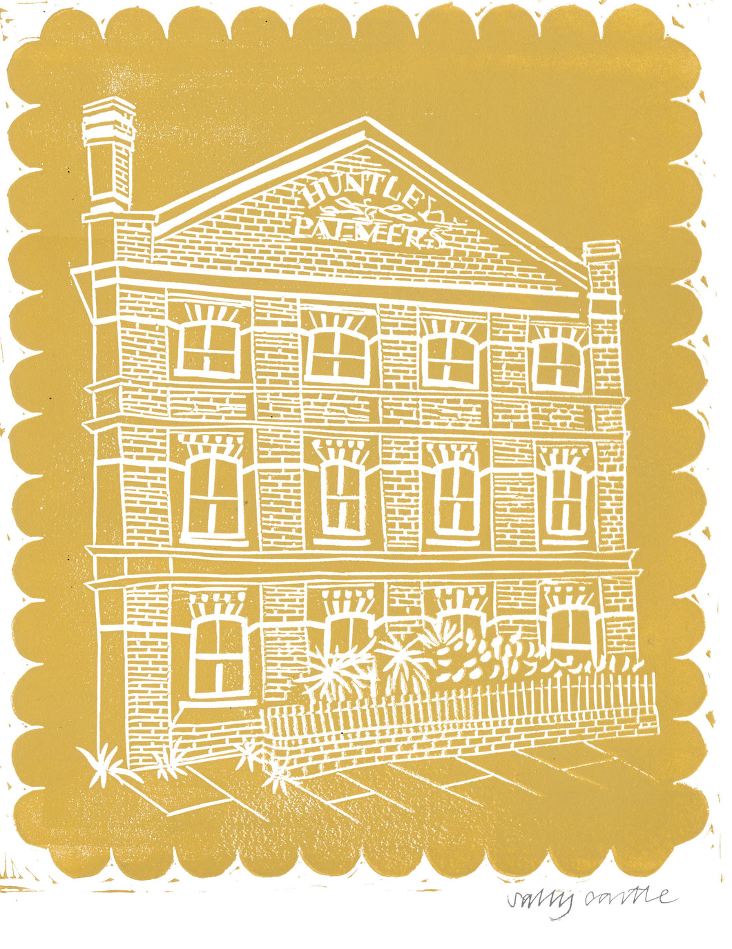 Huntley and Palmers Linocut by Sally Castle