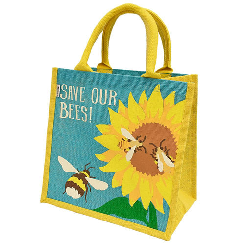 Save Our Bees Jute Shopping Bag