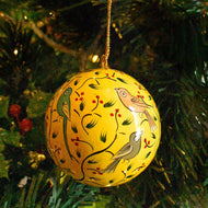 Birds on Yellow Bauble