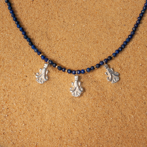Papyrus Amulet Lapis Lazuli Necklace - Harmattan Jewellery