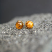 Tiger Eye Gold Stud Earrings - Harmattan Jewellery