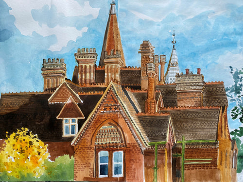 Reading School Rooftops from Craven Road Print by Therese Lawlor