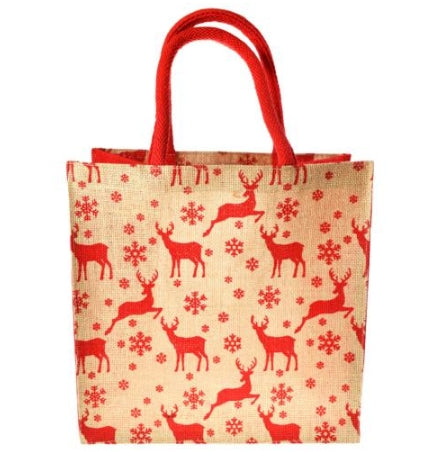 Small Reindeer Jute Shopping Bag