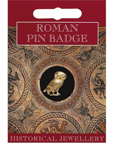 Roman Owl Pin Badge Gold