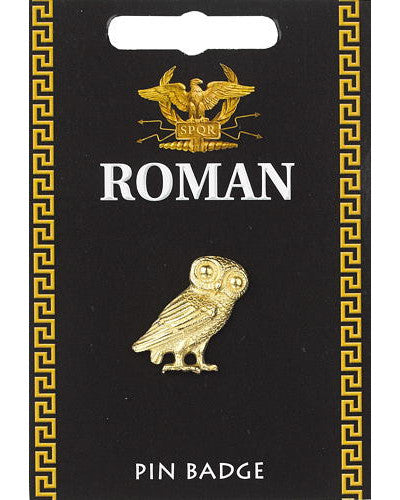 Large Roman Owl Pin Badge Gold