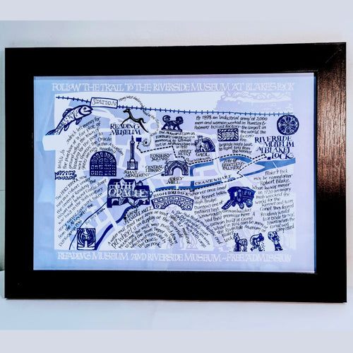 Reading Riverside Map Framed Print (Sally Castle) - Click & Collect Exclusive