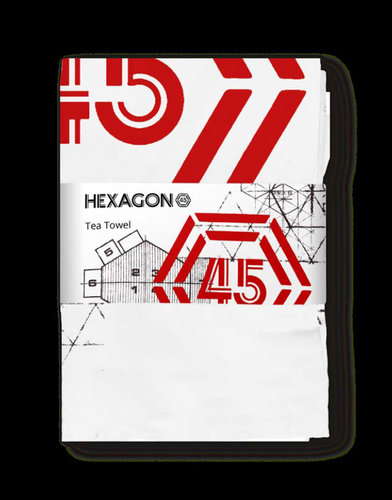 Hexagon 45 Tea Towel (Red and Black)